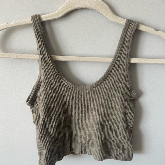 Olive Ribbed Tank Top - Picture 2 of 2